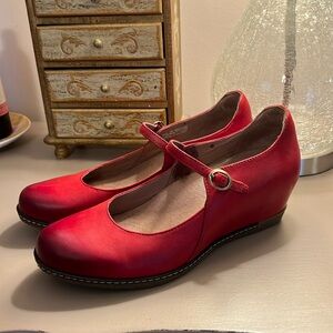 Dansko red leather wedge Mary Jane’s size 39